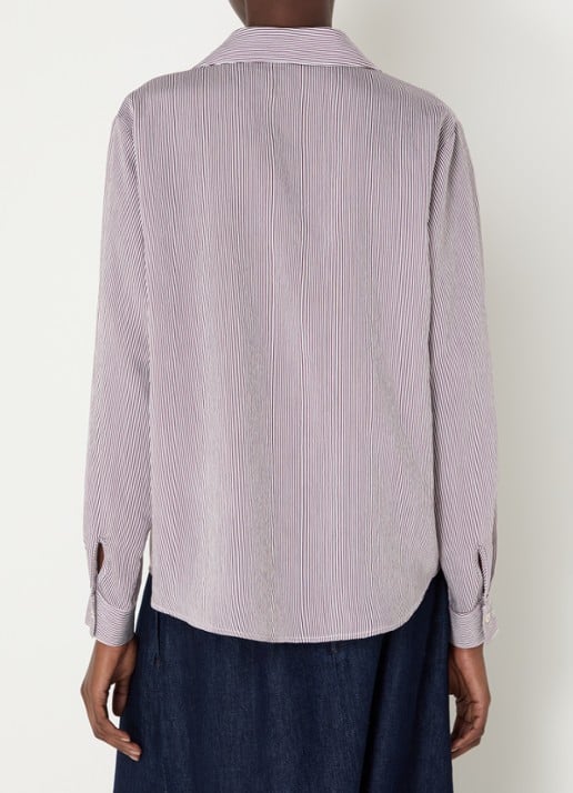 River Woods Blouse met streepprint en volant - achterkant 2 bordeauxrood