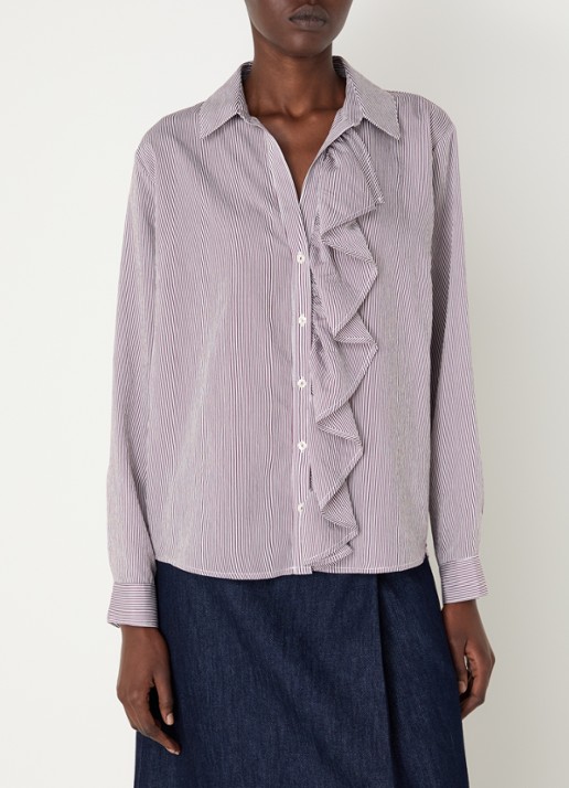 River Woods Blouse met streepprint en volant