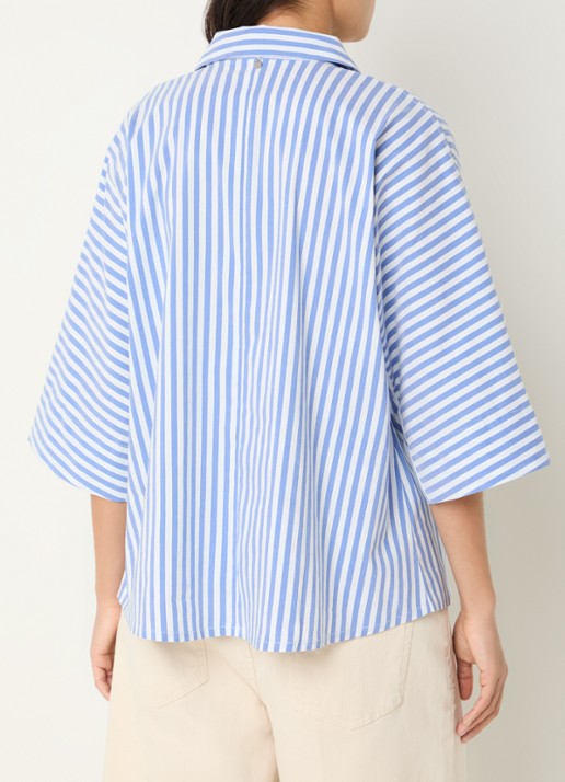 River Woods Blouse met streepprint - achterkant 3 blauw