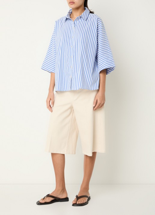 River Woods Blouse met streepprint - voorkant 2 blauw