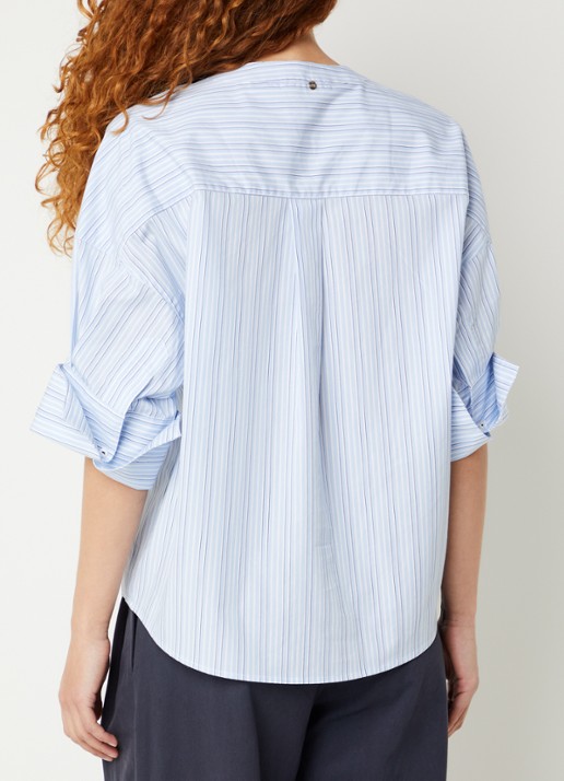 River Woods Blouse met streepprint - achterkant blauw