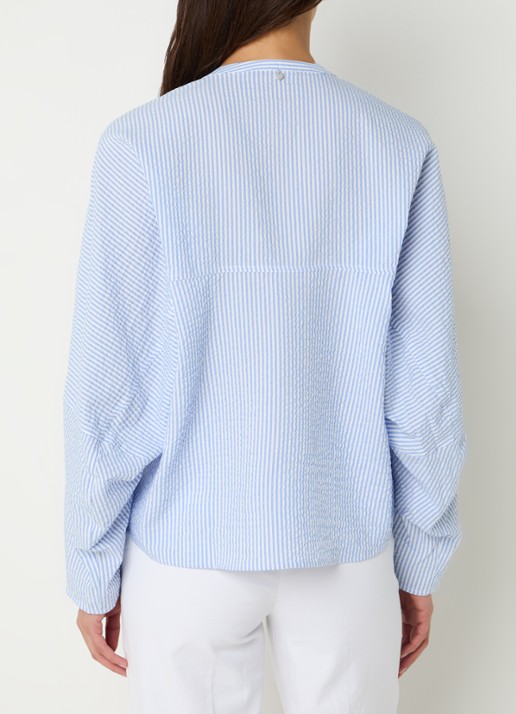 River Woods Blouse met streepprint - achterkant 3 lichtblauw
