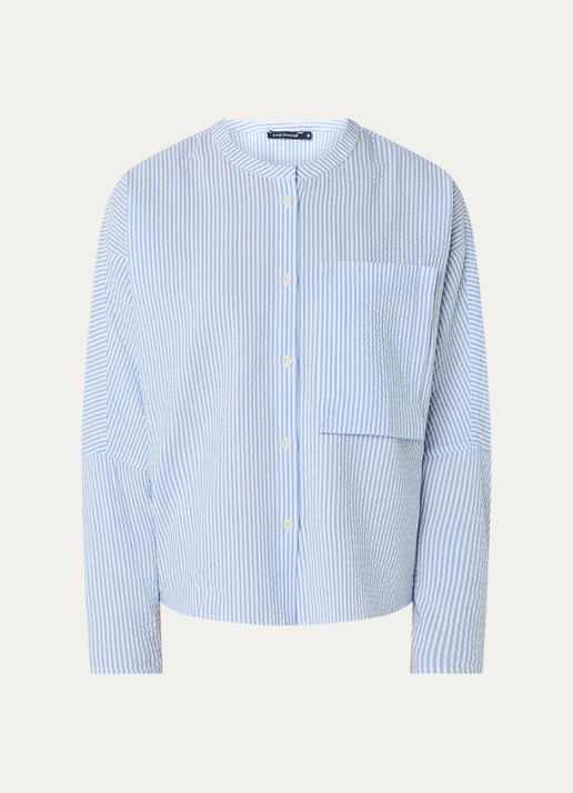 River Woods Blouse met streepprint - voorkant lichtblauw