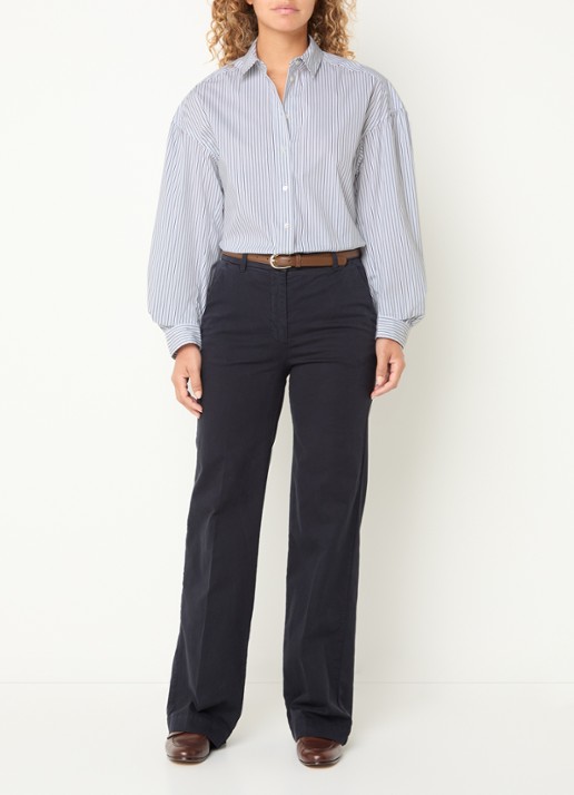 River Woods Blouse met streepprint - voorkant 4 wit