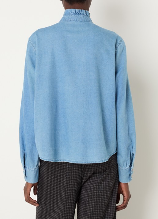 River Woods Blouse van chambray - achterkant 2 lichtblauw