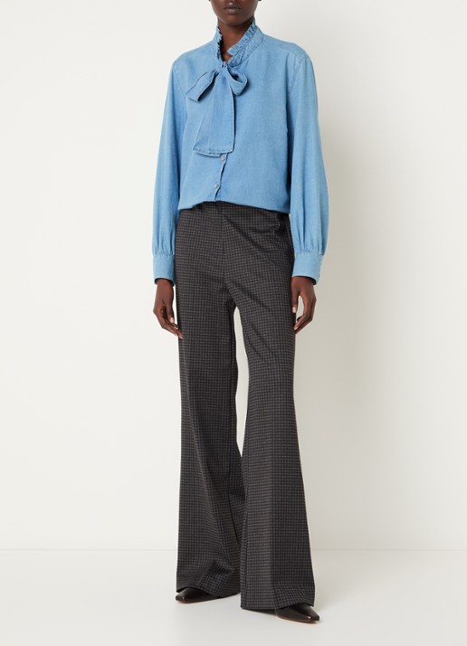 River Woods Blouse van chambray - voorkant 4 lichtblauw