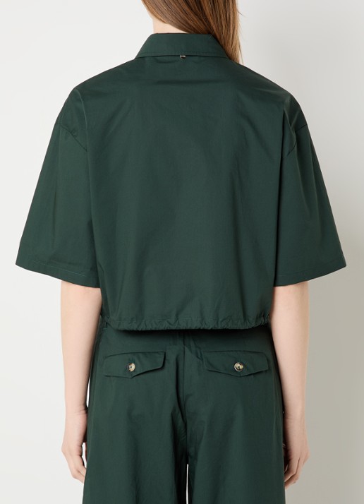 River Woods Cropped blouse met trekkoord - achterkant donkergroen