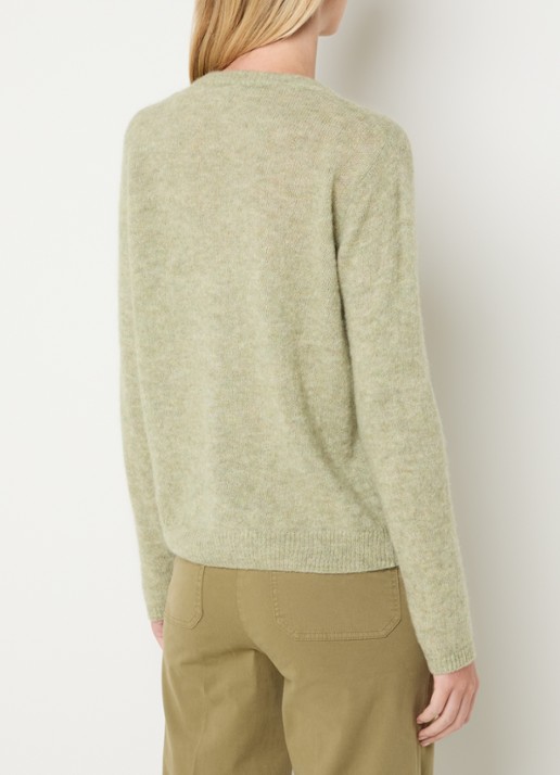 River Woods Fijngebreid vest in alpaca wolblend - achterkant lindegroen