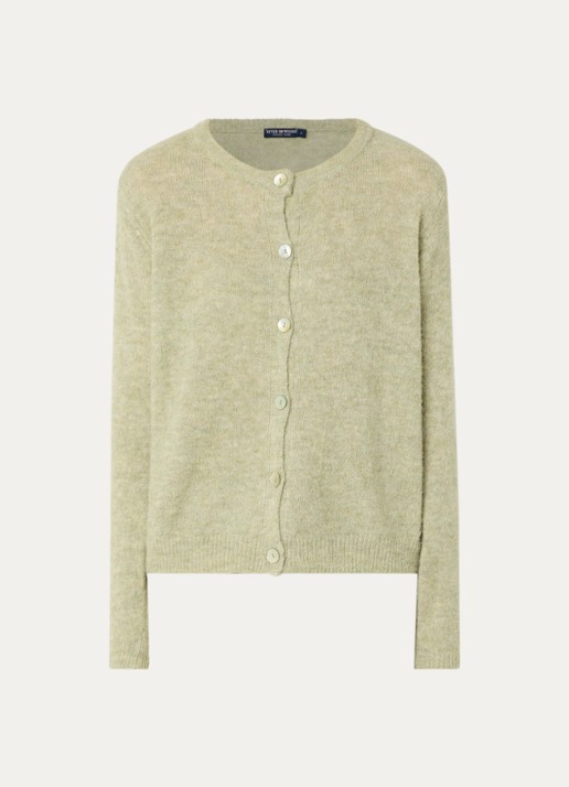 River Woods Fijngebreid vest in alpaca wolblend - voorkant 2 lindegroen