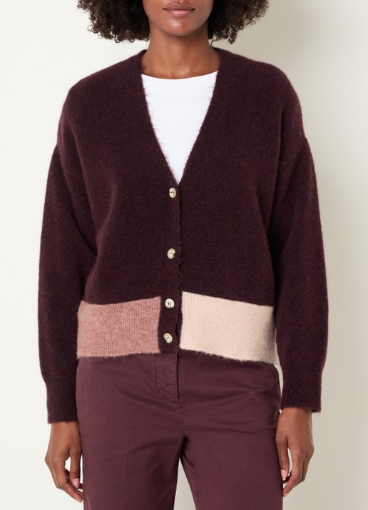 River Woods Fijngebreid vest in alpaca wolblend - detail bordeauxrood