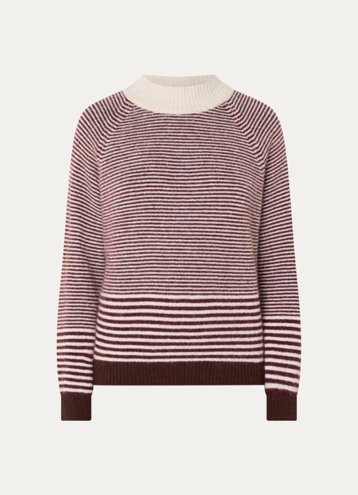 River Woods Fijngebreid vest in wolblend - voorkant 3 bordeauxrood