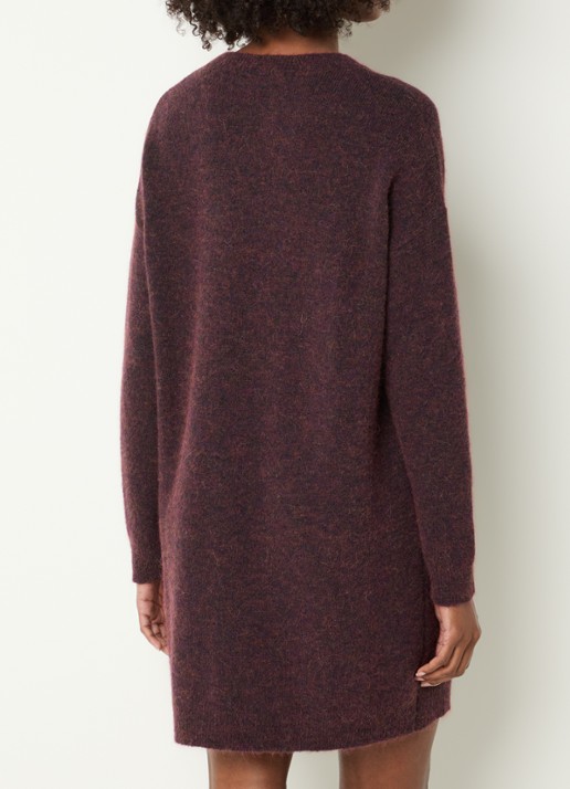 River Woods Fijngebreide mini trui-jurk in alpaca wolblend - achterkant 2 bordeauxrood