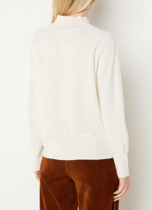 River Woods Fijngebreide pullover van wol met opstaande kraag - achterkant 4 creme