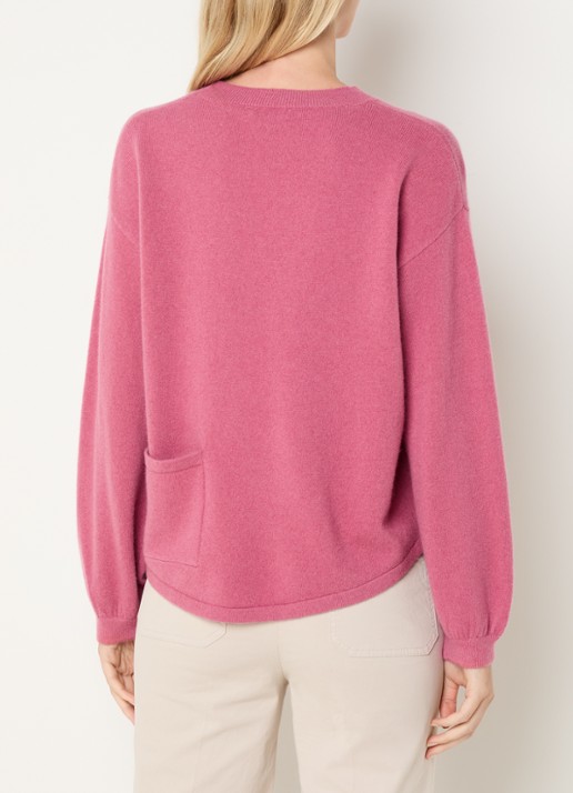 River Woods Fijngebreide pullover van wol met ronde hals - achterkant 4 roze