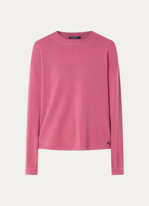 River Woods Fijngebreide pullover van wol met ronde hals - voorkant 2 roze