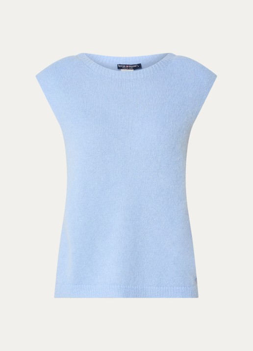 River Woods Fijngebreide spencer in alpaca wolblend - voorkant 2 blauwgrijs