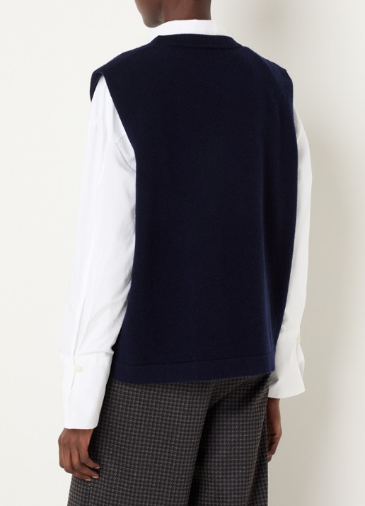 River Woods Fijngebreide spencer met ronde hals - achterkant blauw