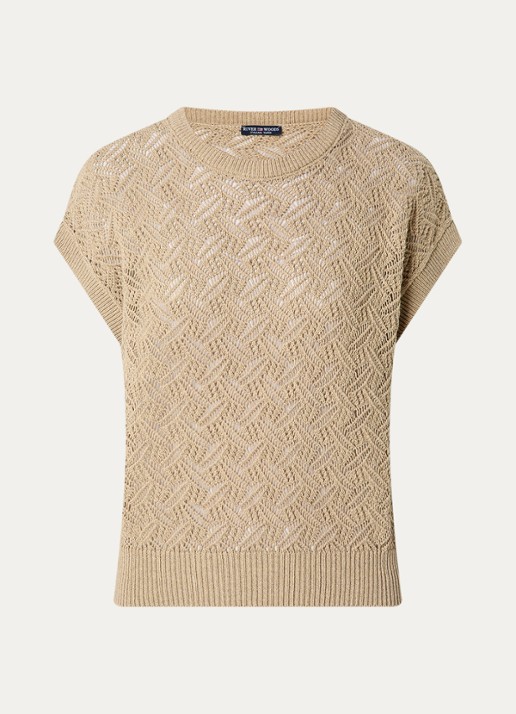 River Woods Fijngebreide top met opengewerkt dessin - voorkant 2 beige