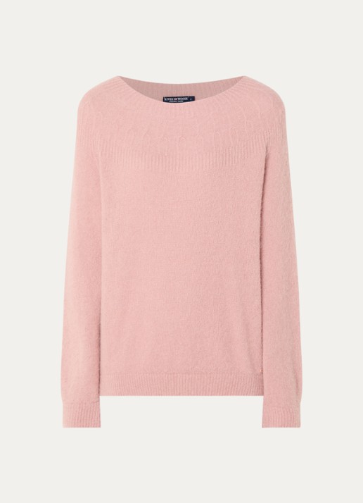 River Woods Fijngebreide trui in alpaca wolblend met ronde hals - voorkant 2 zalmroze