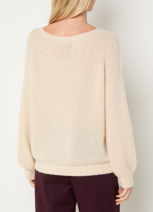 River Woods Fijngebreide trui in alpaca wolblend met ronde hals - achterkant 4 creme