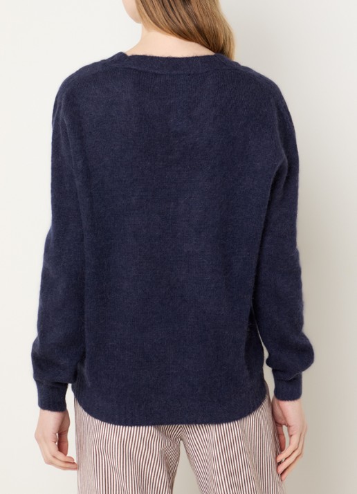 River Woods Fijngebreide trui in alpaca wolblend  - achterkant 2 donkerblauw