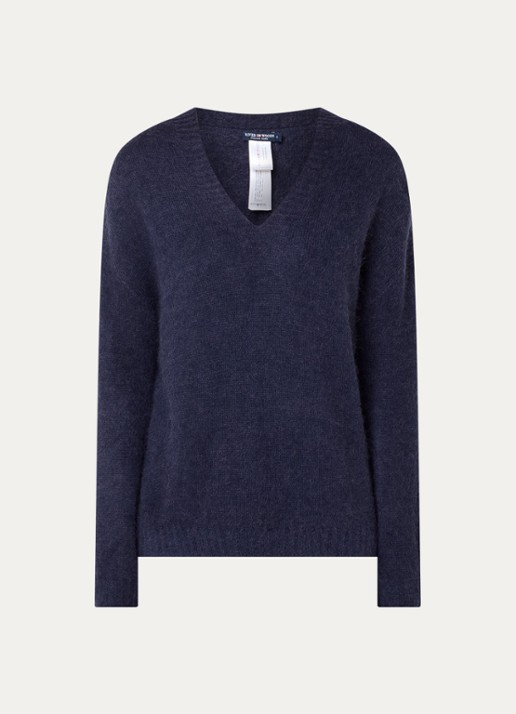 River Woods Fijngebreide trui in alpaca wolblend  - voorkant 3 donkerblauw