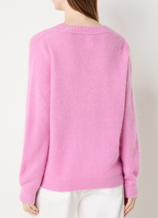 River Woods Fijngebreide trui in alpaca wolblend  - achterkant roze