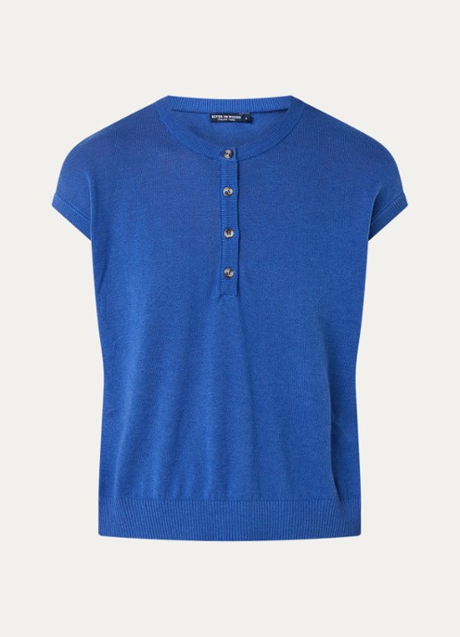 River Woods Fijngebreide trui met ronde hals - voorkant 3 blauw