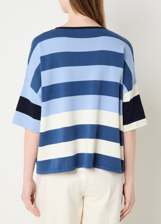 River Woods Fijngebreide trui met streepprint - achterkant blauw