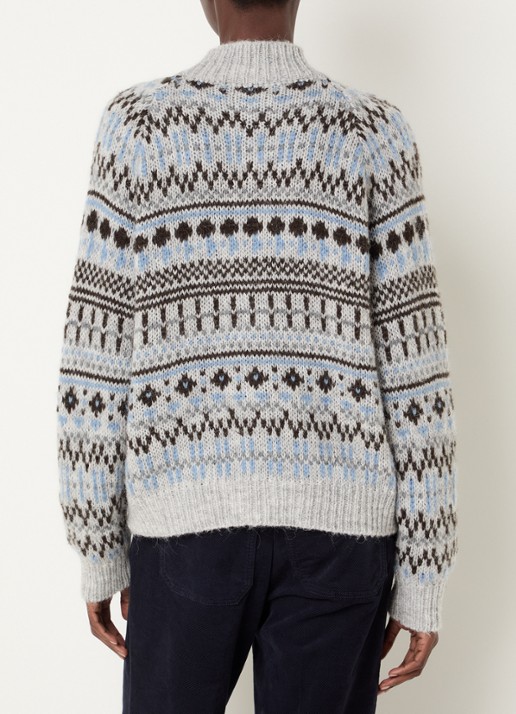 River Woods Grofgebreid vest in alpaca wolblend - achterkant grijs
