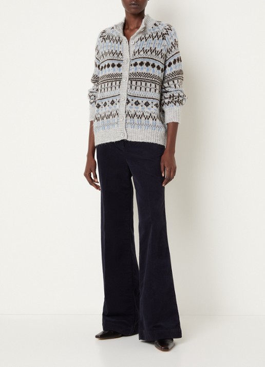 River Woods Grofgebreid vest in alpaca wolblend - voorkant 3 grijs