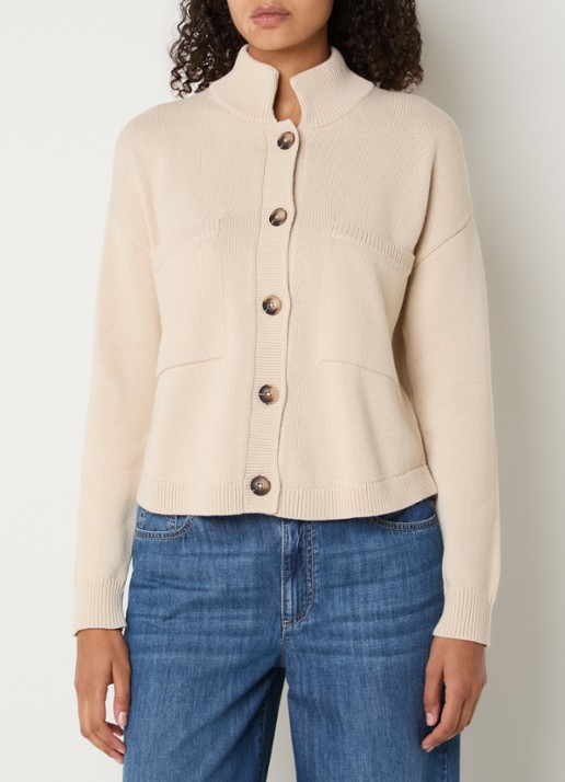 River Woods Grofgebreid vest met borstzakken - detail 3 beige