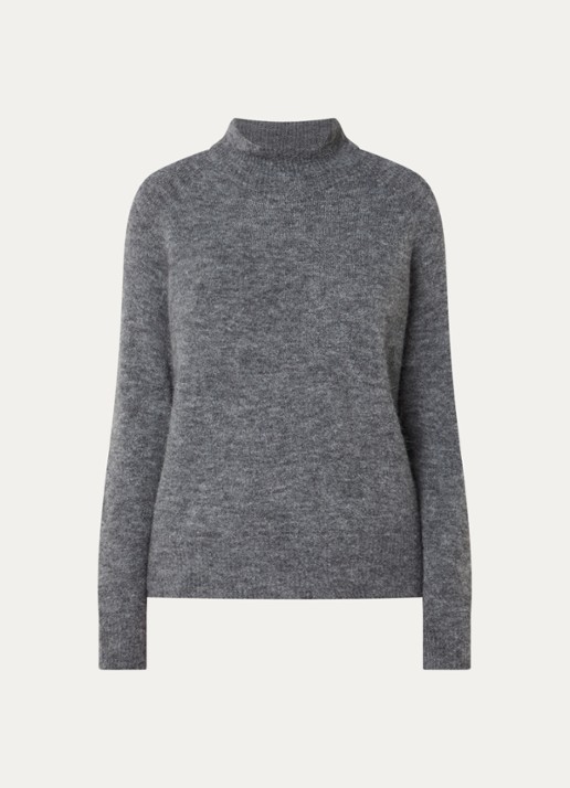 River Woods Grofgebreide trui in alpaca wolblend met col - voorkant rood