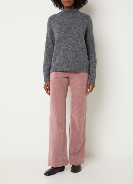 River Woods Grofgebreide trui in alpaca wolblend met col - voorkant 2 rood