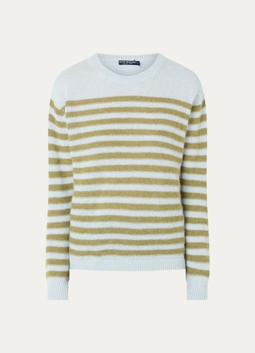 River Woods Grofgebreide trui in alpaca wolblend met streepprint - voorkant 2 lichtblauw