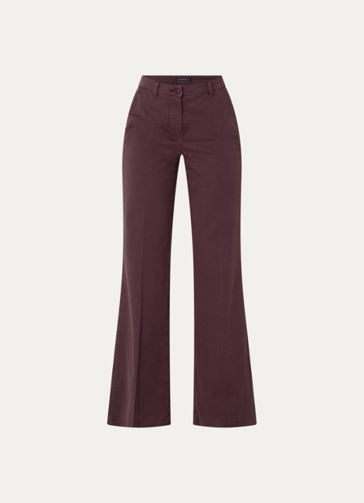 River Woods High waist flared fit pantalon met stretch - voorkant 3 bordeauxrood