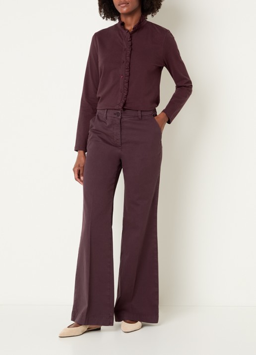 River Woods High waist flared fit pantalon met stretch - voorkant 4 bordeauxrood
