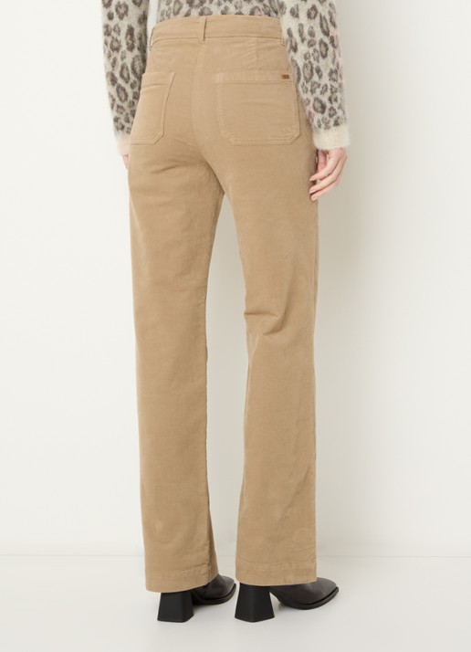 River Woods High waist flared fit pantalon met stretch - achterkant 3 zand