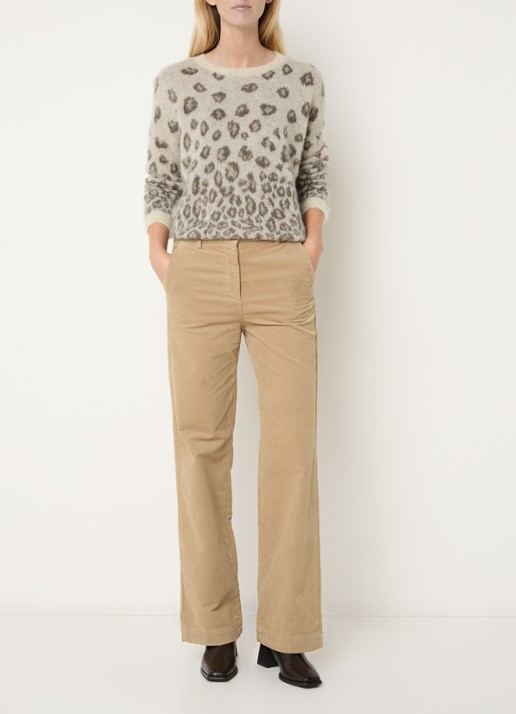 River Woods High waist flared fit pantalon met stretch - voorkant 2 zand