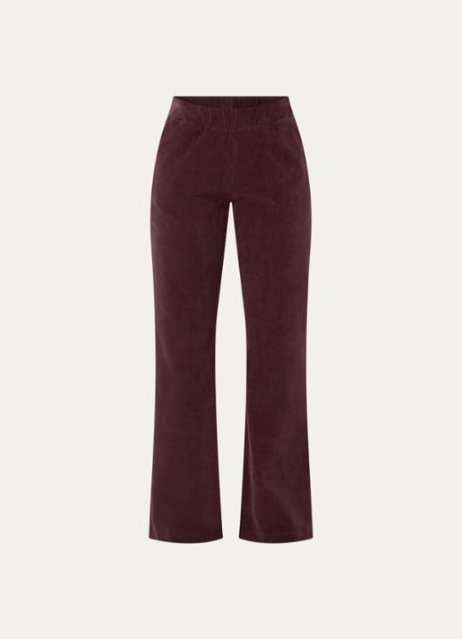 River Woods High waist loose fit broek met steekzakken - voorkant bordeauxrood