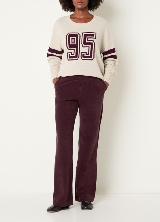 River Woods High waist loose fit broek met steekzakken - voorkant 2 bordeauxrood