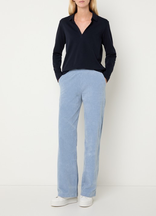 River Woods High waist loose fit broek met steekzakken - voorkant 3 lichtblauw