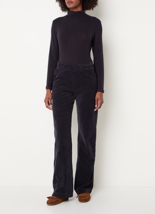 River Woods High waist loose fit broek met steekzakken - voorkant 3 blauw