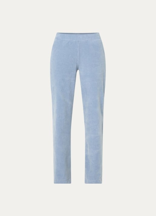 River Woods High waist loose fit broek van fluweel met steekzakken - voorkant 2 lichtblauw