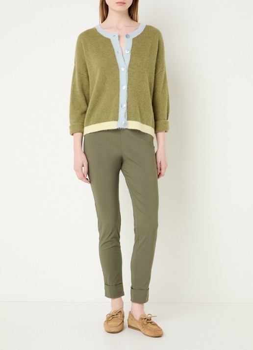 River Woods High waist slim fit broek met strech - voorkant 3 mosgroen