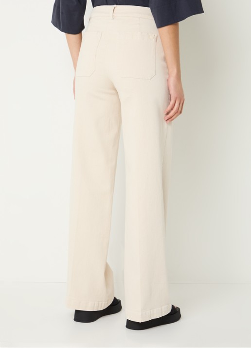 River Woods High waist straight fit broek met steekzakken - achterkant 4 creme