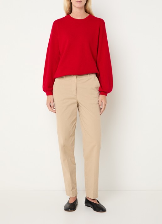 River Woods High waist straight fit broek met steekzakken - voorkant 4 beige