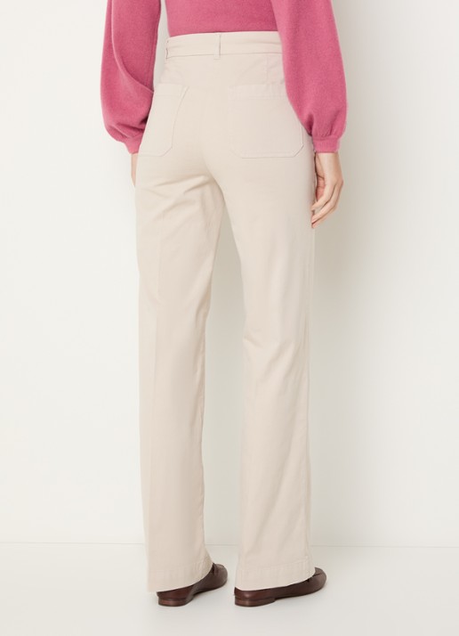 River Woods High waist straight fit broek met steekzakken - achterkant gebroken wit