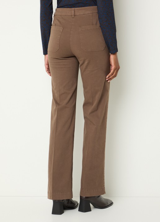 River Woods High waist straight fit broek met steekzakken - achterkant felgroen