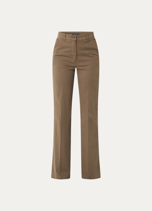 River Woods High waist straight fit broek met steekzakken - voorkant 2 felgroen